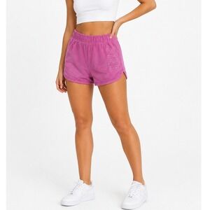 PINK Victoria's Secret Terry Cloth Lounge Shorts Medium Pink Logo Pull-On Y2K